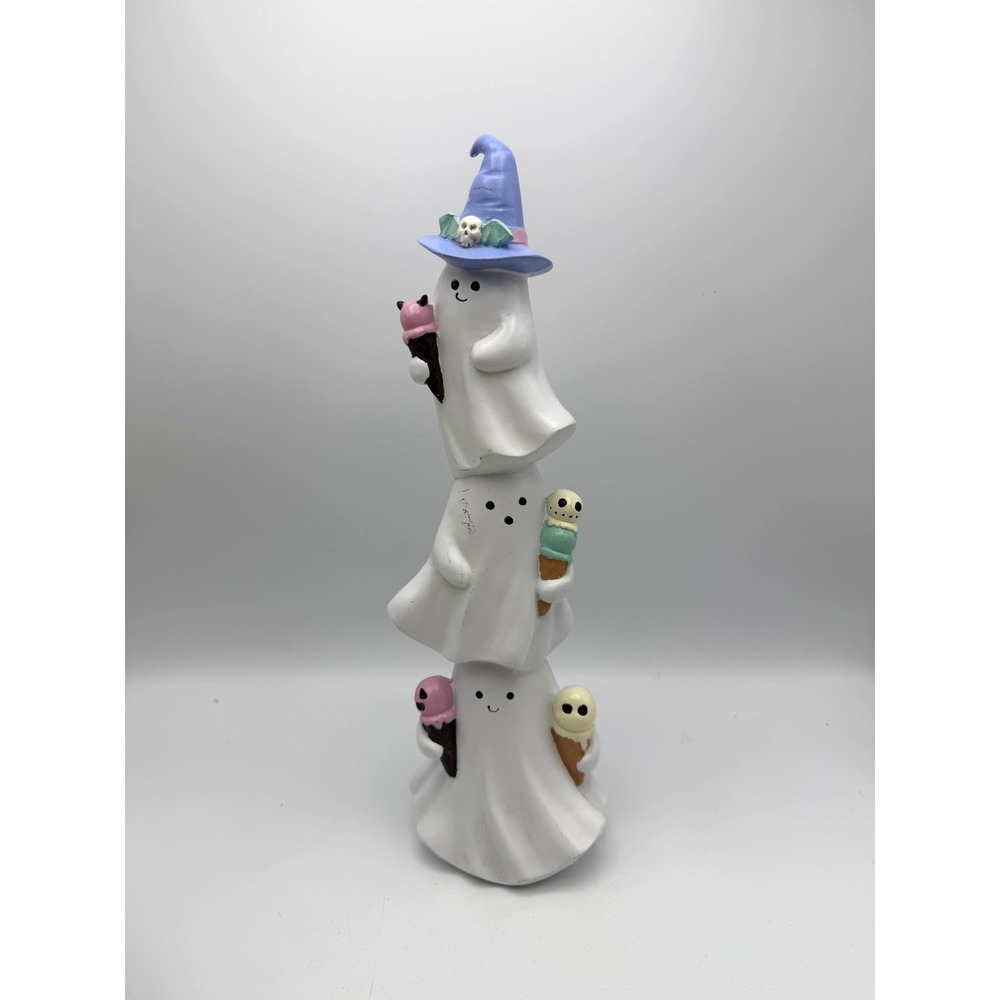 Summerween Stacked Ghosts Trio w/Ice Cream Cones 16” Halloween Decor FLAWS